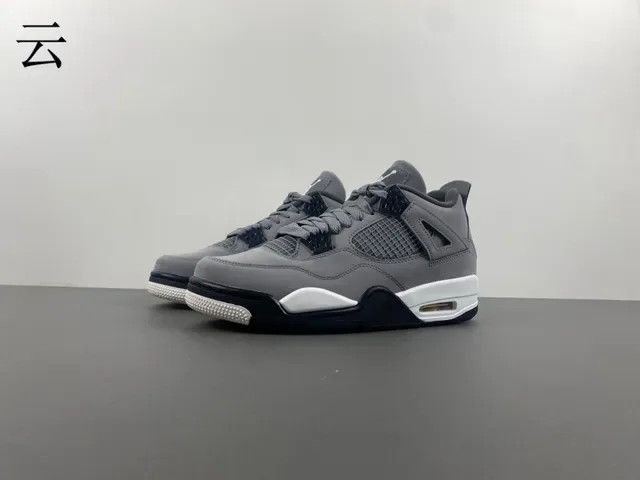 Air Jordan 4 رمادي أبيض أسود أحذية كرة السلة 10