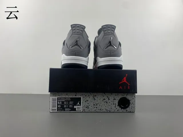 Air Jordan 4 رمادي أبيض أسود أحذية كرة السلة 16