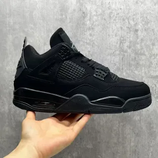 Air Jordan 4 أحذية كرة السلة السوداء أحادية اللون