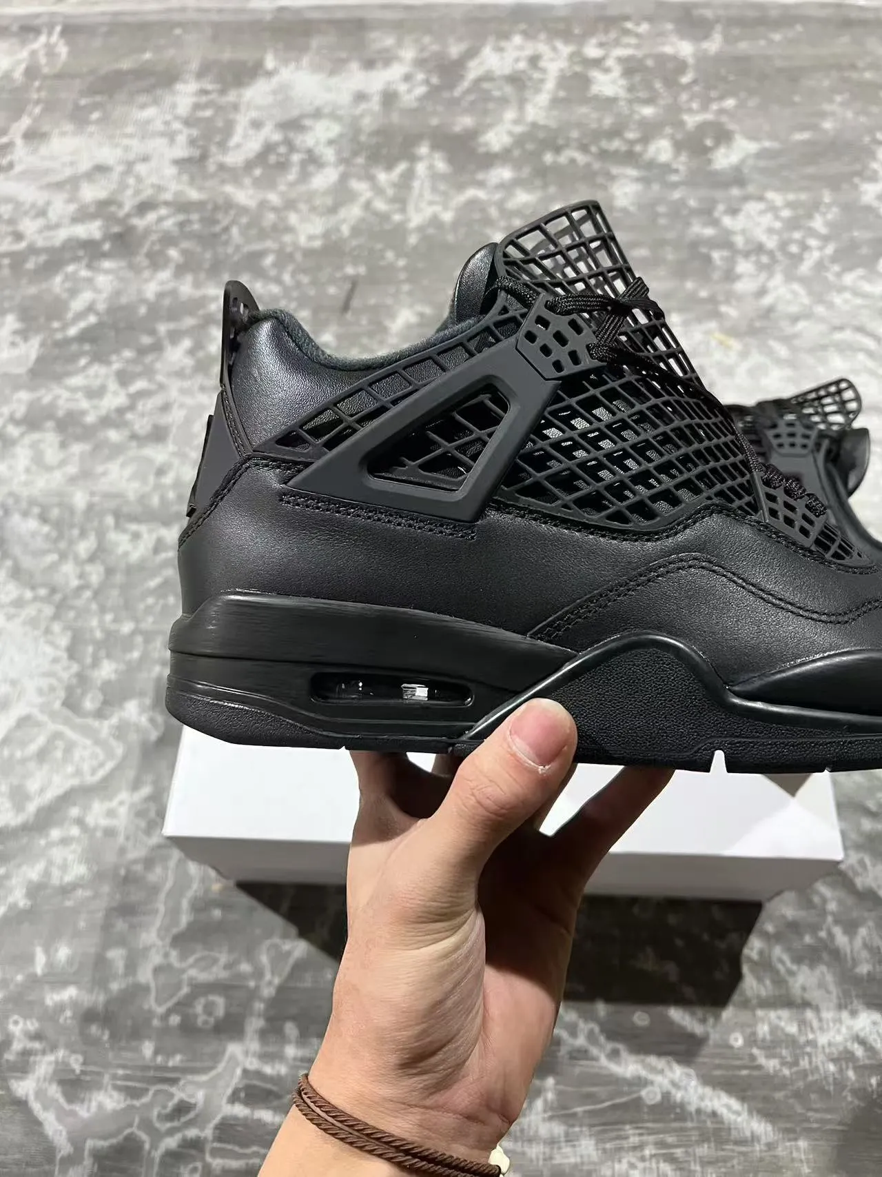 Air Jordan 4 মনোক্রোম কালো বাস্কেটবল জুতো 7