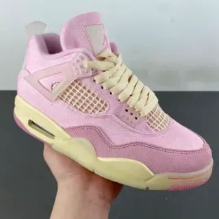 Air Jordan 4 粉色帆布麂皮高帮篮球鞋