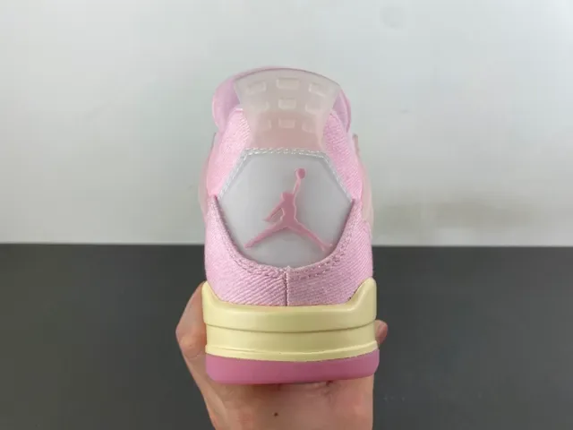 Air Jordan 4 Tênis de Basquete Alta Lona Suede Rosa 4