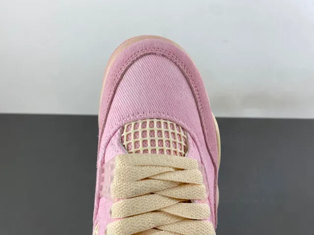 Air Jordan 4 Tênis de Basquete Alta Lona Suede Rosa 5