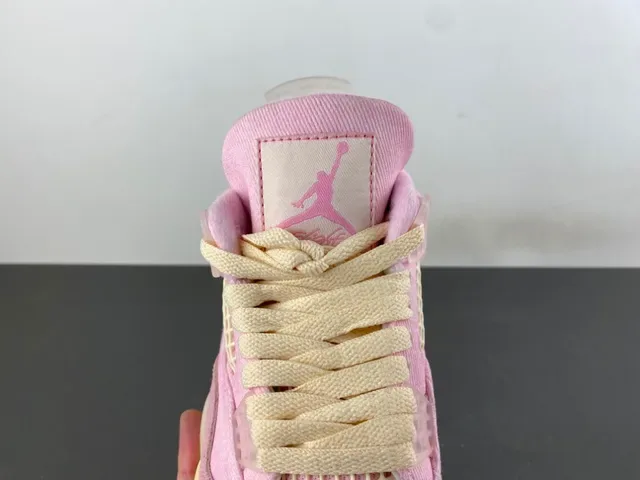 Air Jordan 4 Tênis de Basquete Alta Lona Suede Rosa 6