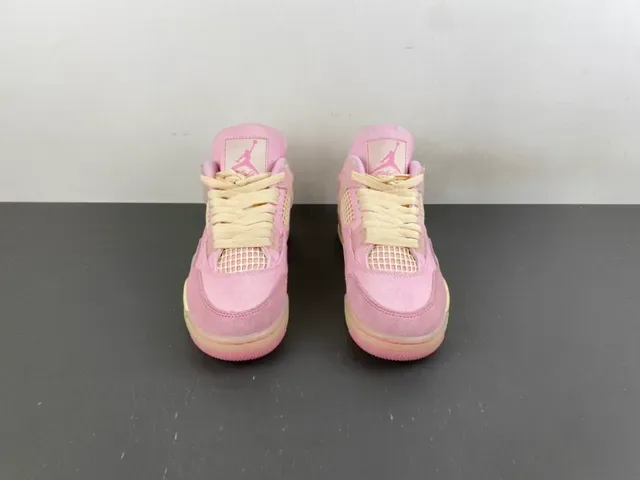Air Jordan 4 Tênis de Basquete Alta Lona Suede Rosa 11