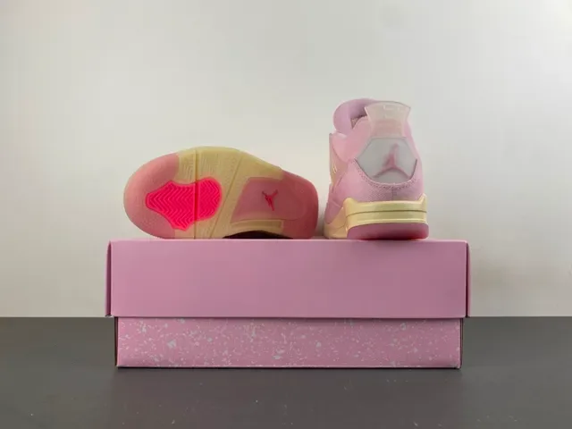 Air Jordan 4 Tênis de Basquete Alta Lona Suede Rosa 16