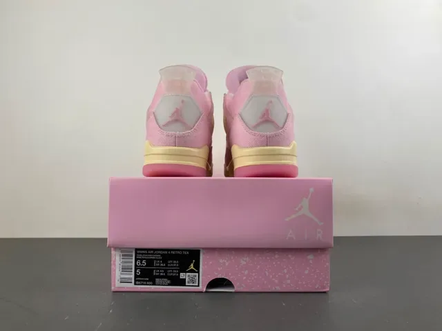 Air Jordan 4 Tênis de Basquete Alta Lona Suede Rosa 17