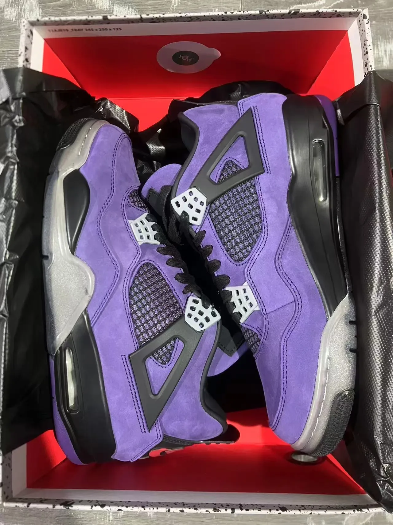 Air Jordan 4 Tênis de Basquete de Suede Roxo com Olhos de Asa Pretos 3