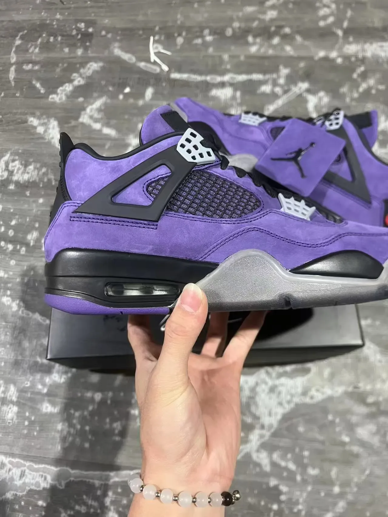 Air Jordan 4 Tênis de Basquete de Suede Roxo com Olhos de Asa Pretos 6