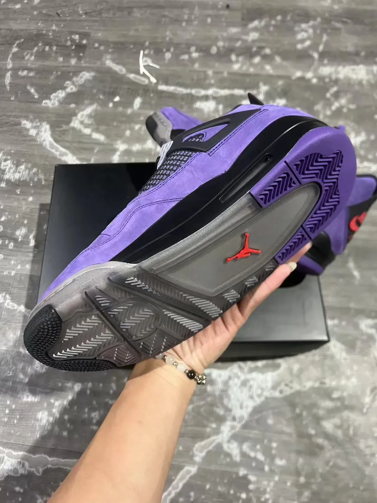 Air Jordan 4 Tênis de Basquete de Suede Roxo com Olhos de Asa Pretos 7