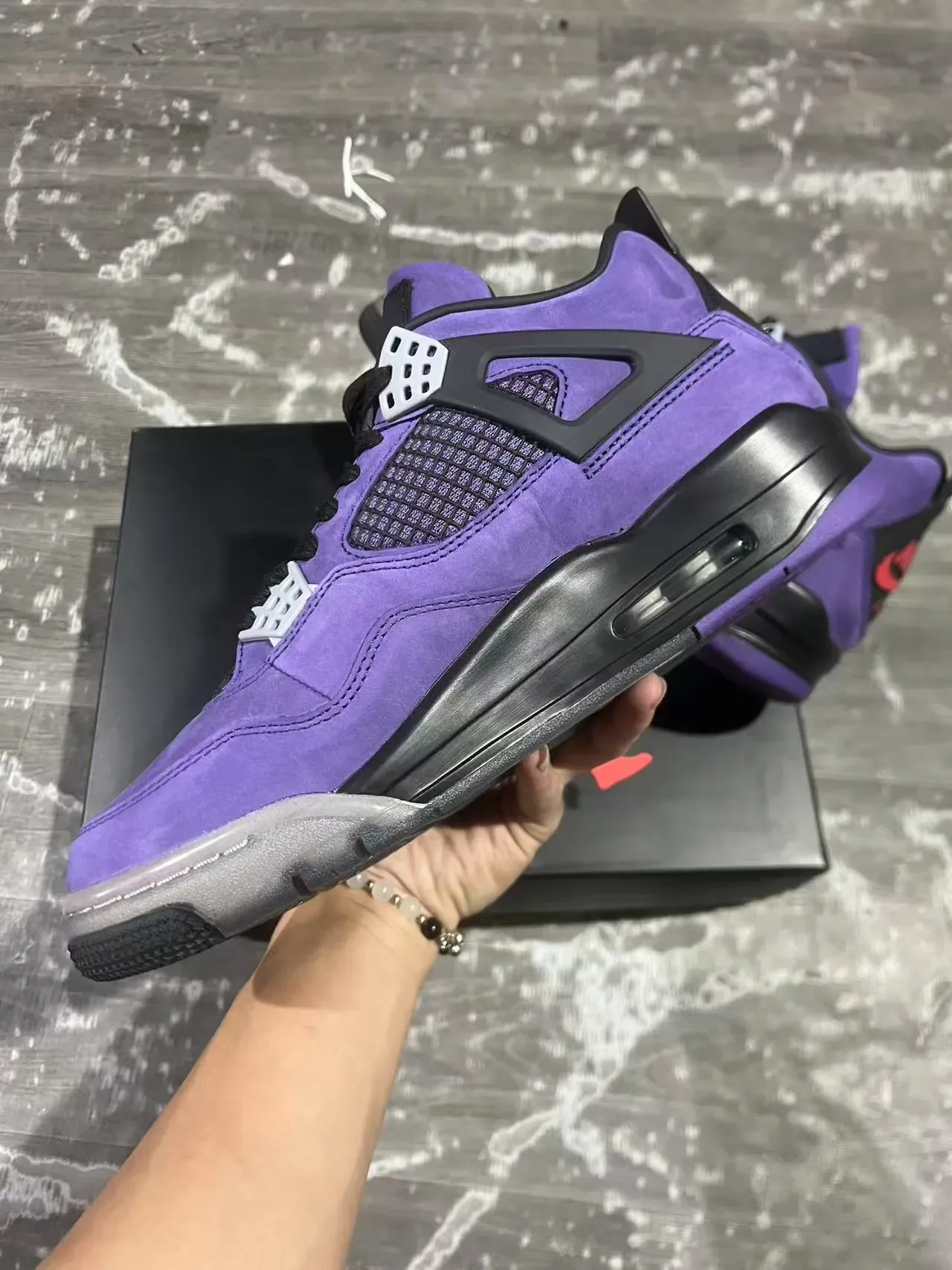 Air Jordan 4 Tênis de Basquete de Suede Roxo com Olhos de Asa Pretos 8