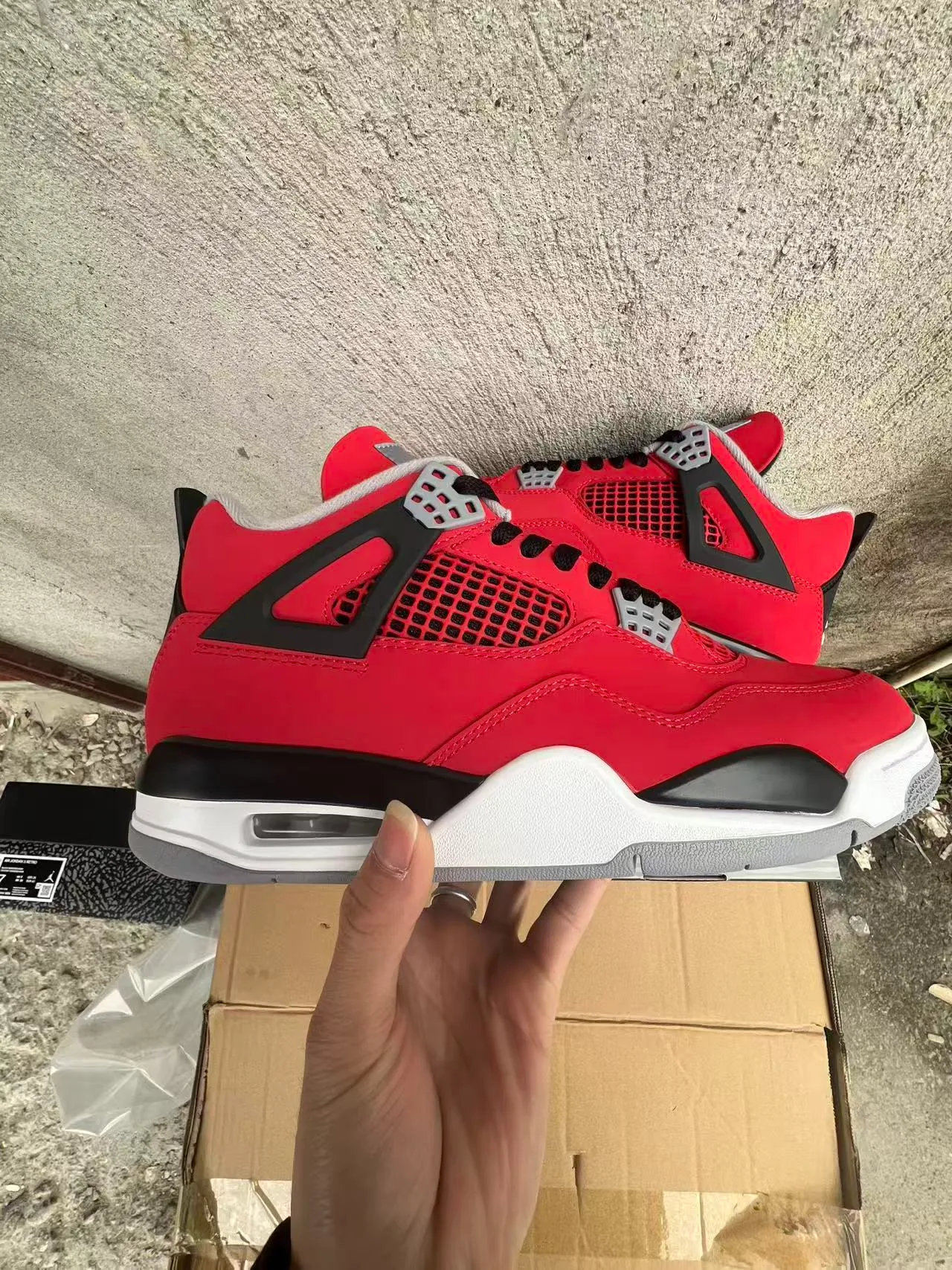 Air Jordan 4 Red Black White Basketball Shoes 7
