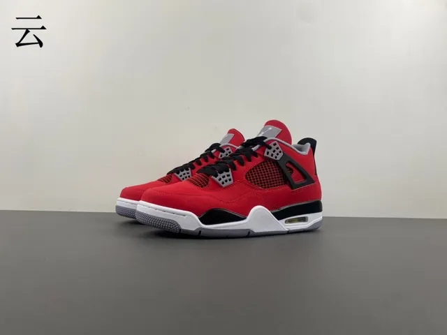 حذاء كرة السلة Air Jordan 4 أحمر أسود أبيض 9