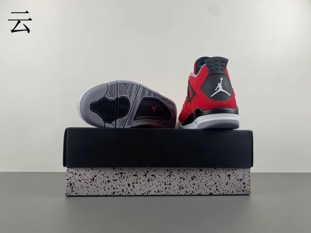 حذاء كرة السلة Air Jordan 4 أحمر أسود أبيض 14
