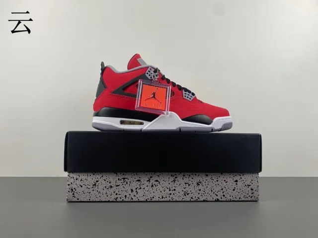 حذاء كرة السلة Air Jordan 4 أحمر أسود أبيض 15