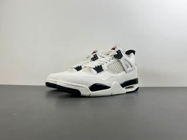Air Jordan 4 أبيض أسود أحذية كرة السلة 10