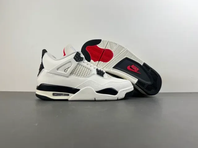 Air Jordan 4 أبيض أسود أحذية كرة السلة 12