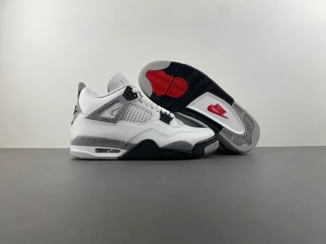 Air Jordan 4 أبيض أسود رمادي Speckle أحذية كرة السلة 12