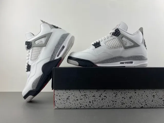 Air Jordan 4 أبيض أسود رمادي Speckle أحذية كرة السلة 14