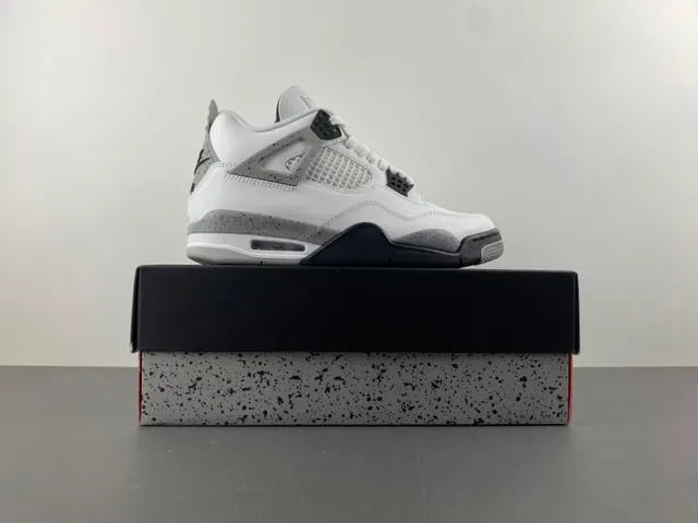 Air Jordan 4 أبيض أسود رمادي Speckle أحذية كرة السلة 15