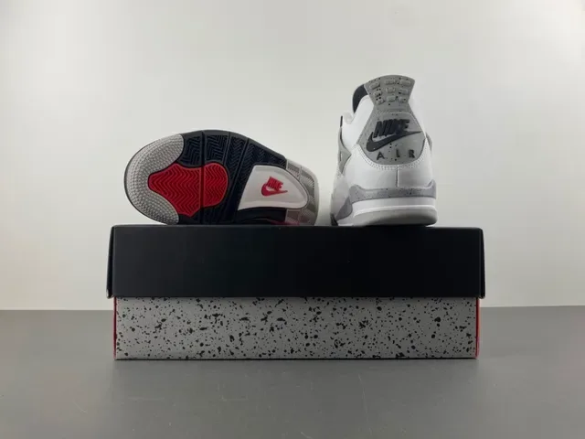Air Jordan 4 أبيض أسود رمادي Speckle أحذية كرة السلة 16