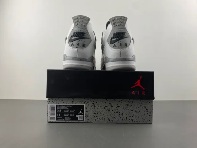 Air Jordan 4 أبيض أسود رمادي Speckle أحذية كرة السلة 17