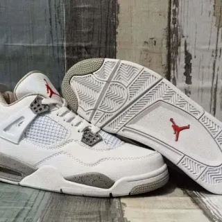 Air Jordan 4 सफेद ग्रे लाल बास्केटबॉल जूते