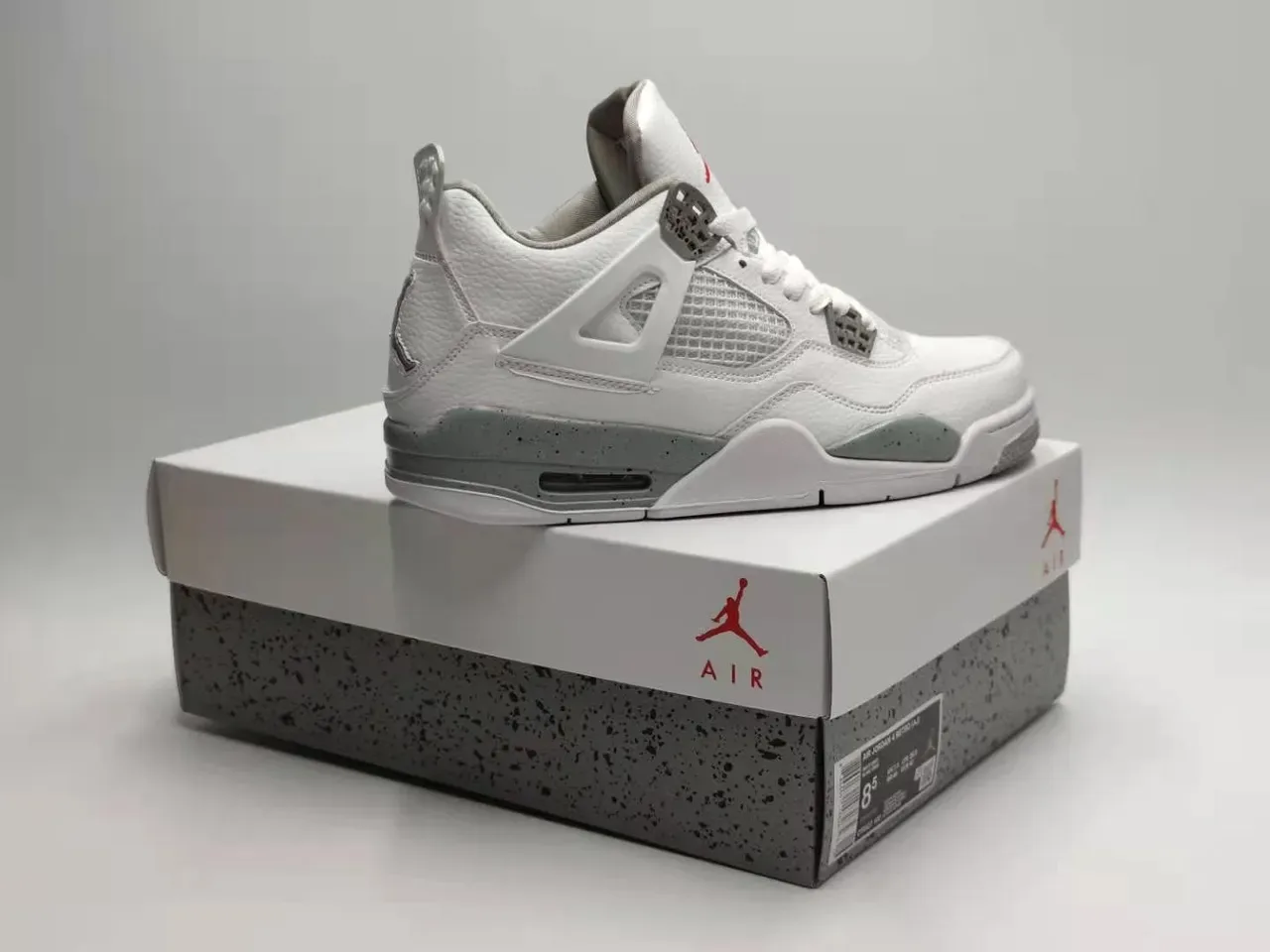 Air Jordan 4 White Gray Red Basketball Shoes 4