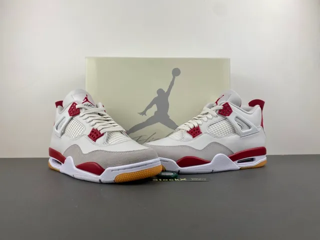 Air Jordan 4 White Red Gum Basketball Shoes 13