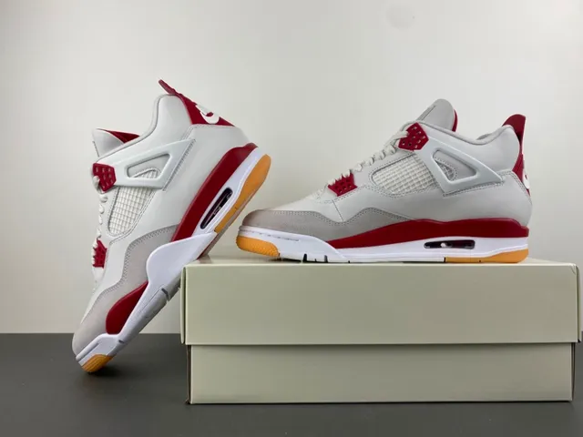 Air Jordan 4 White Red Gum Basketball Shoes 14