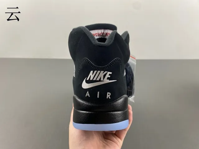 Tênis de basquete Air Jordan 5 preto azul claro cimento 8