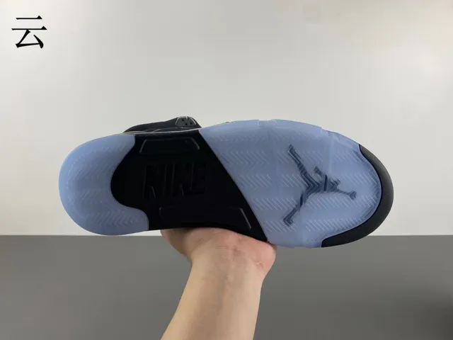 Tênis de basquete Air Jordan 5 preto azul claro cimento 9