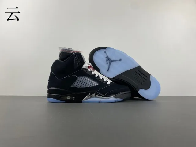 Tênis de basquete Air Jordan 5 preto azul claro cimento 13