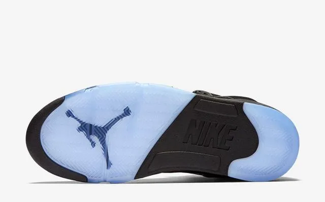 Zapatillas de baloncesto Air Jordan 5 negro blanco plata azul claro 4