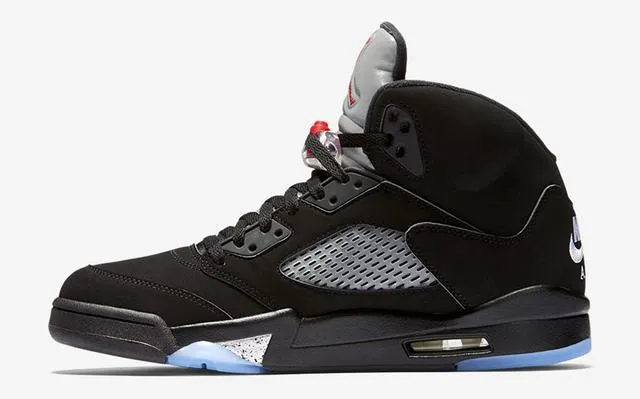 Zapatillas de baloncesto Air Jordan 5 negro blanco plata azul claro 5