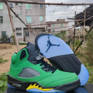Tênis de basquete Air Jordan 5 verde preto amarelo chama
