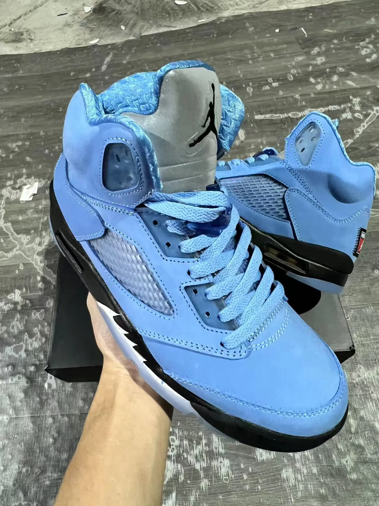 Air Jordan 5 Light Blue Suede Mesh Basketball Shoes 2