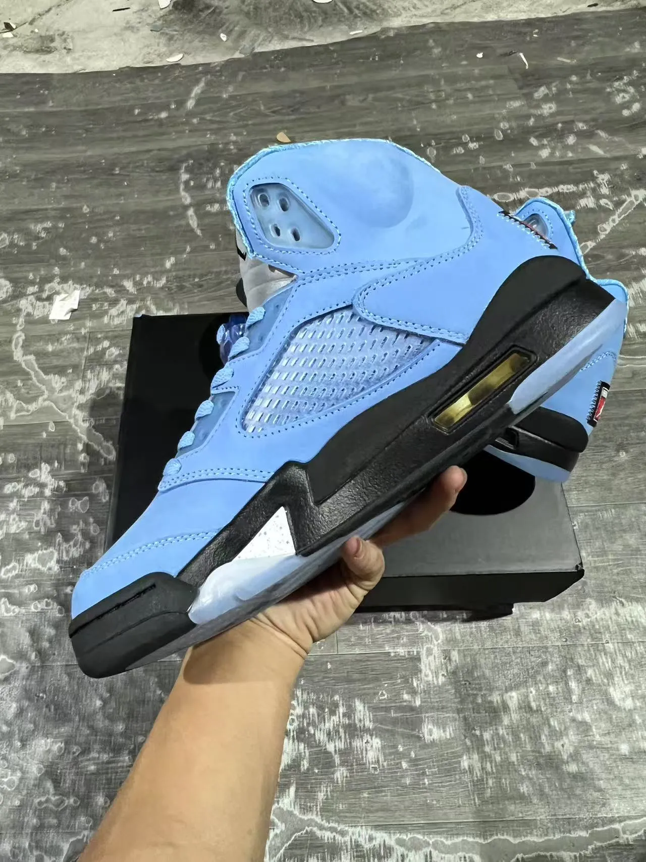 Air Jordan 5 Light Blue Suede Mesh Basketball Shoes 10