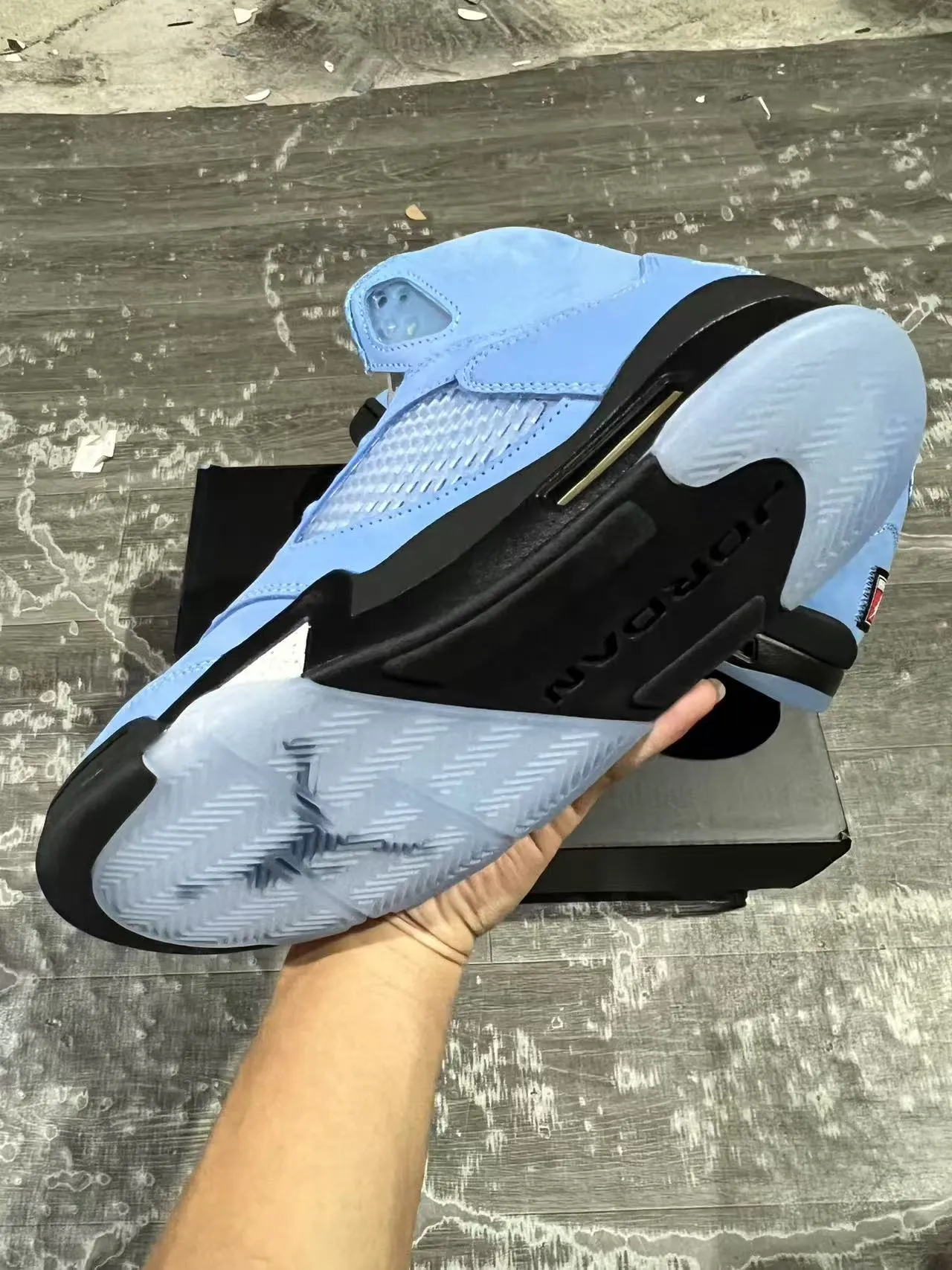 Air Jordan 5 Light Blue Suede Mesh Basketball Shoes 5