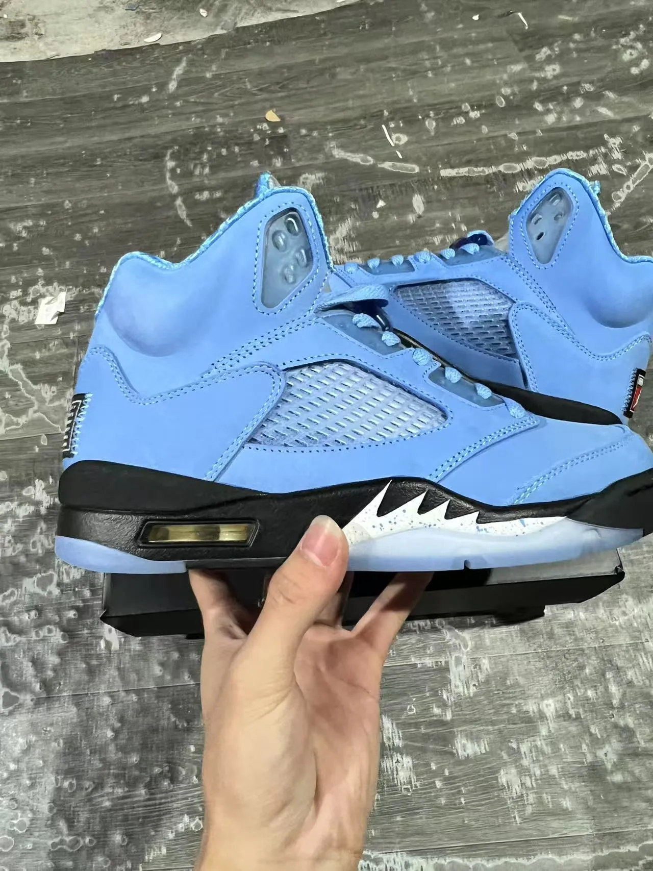 Air Jordan 5 Light Blue Suede Mesh Basketball Shoes 6