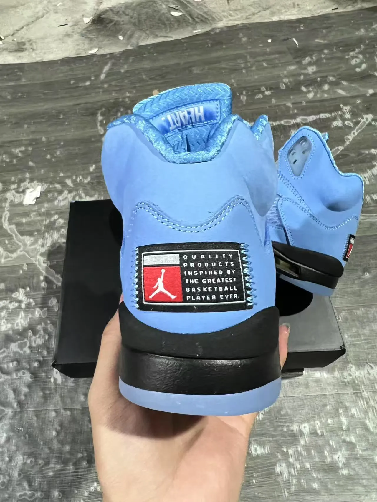 Air Jordan 5 Light Blue Suede Mesh Basketball Shoes 7