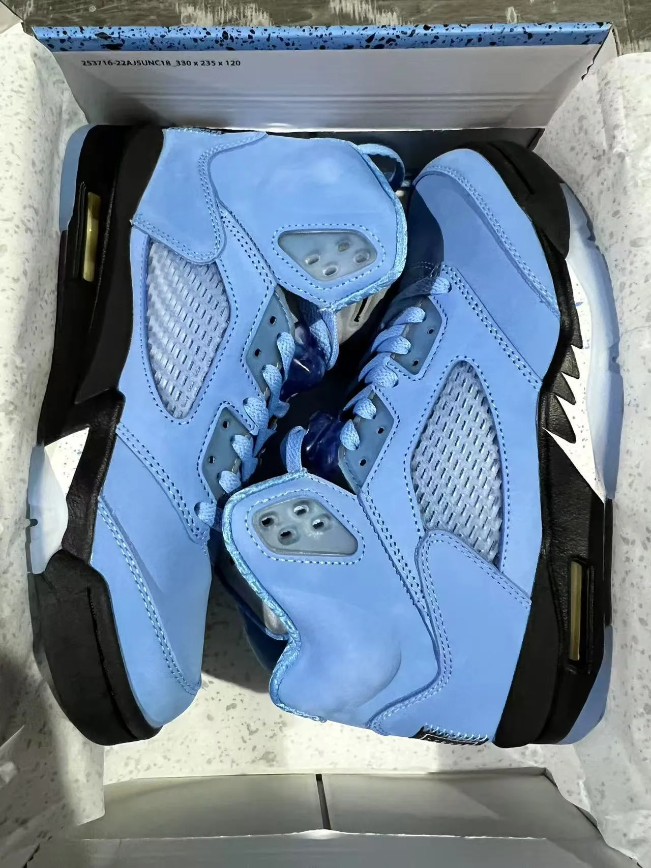Air Jordan 5 Light Blue Suede Mesh Basketball Shoes 8