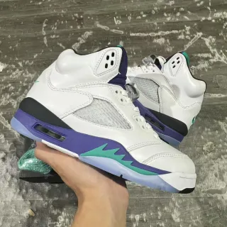 Tênis de basquete Air Jordan 5 branco roxo azul-petróleo