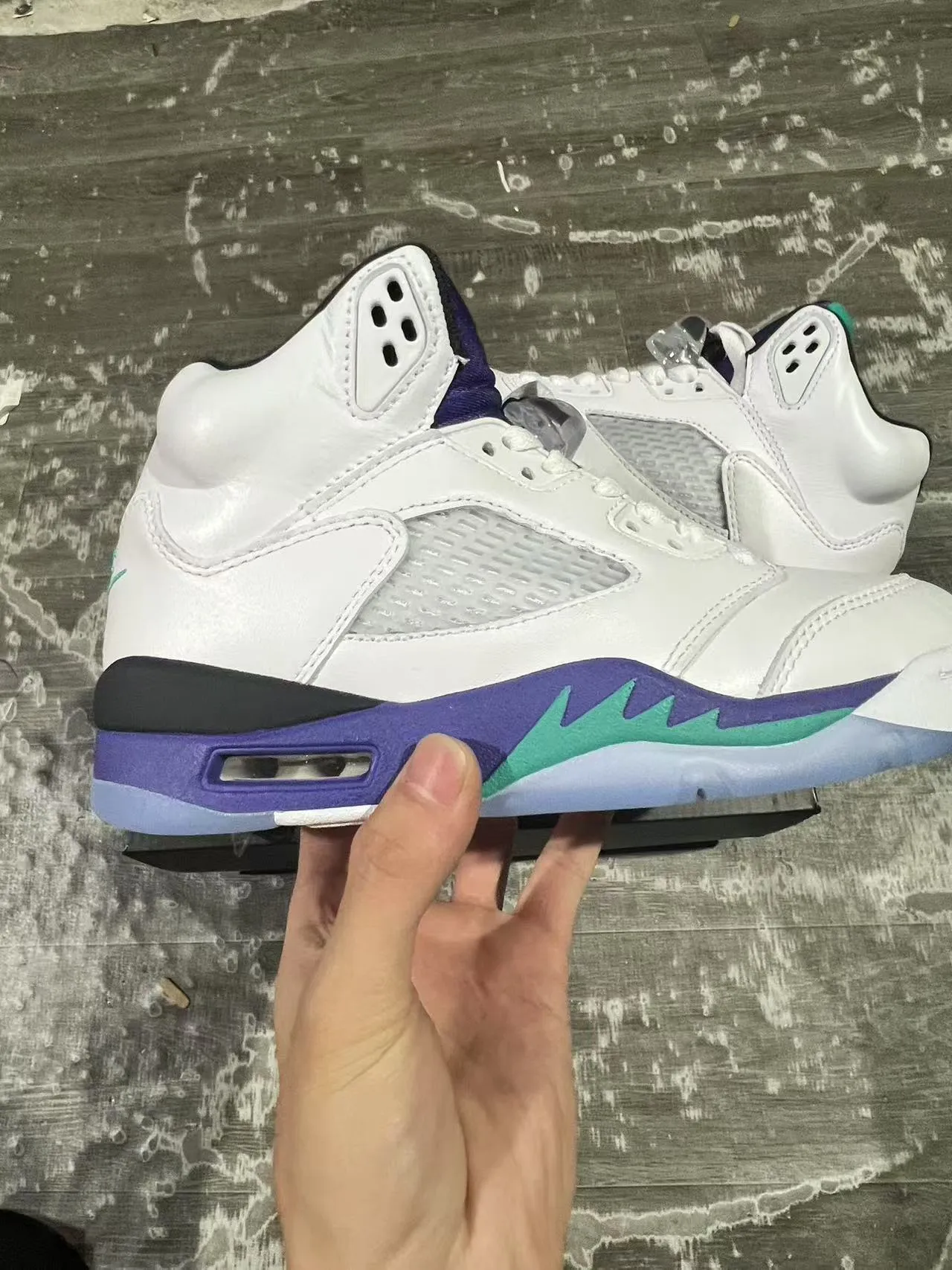 Chaussures de basketball Air Jordan 5 blanc violet sarcelle 7