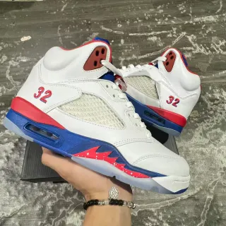 Air Jordan 5 Blanco Rojo Azul '32' Zapatillas de Baloncesto
