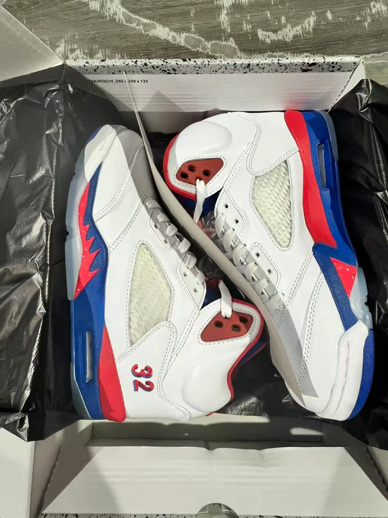 Air Jordan 5 أبيض أحمر أزرق '32' أحذية كرة سلة 7