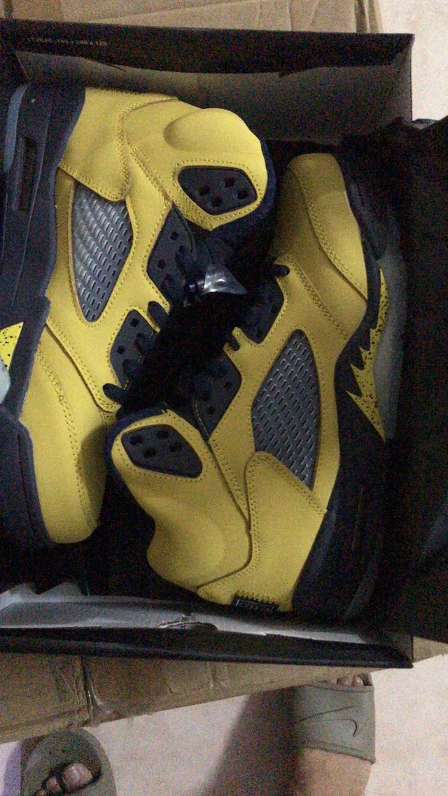 Air Jordan 5 Jaune Marine chaussures de basketball 7