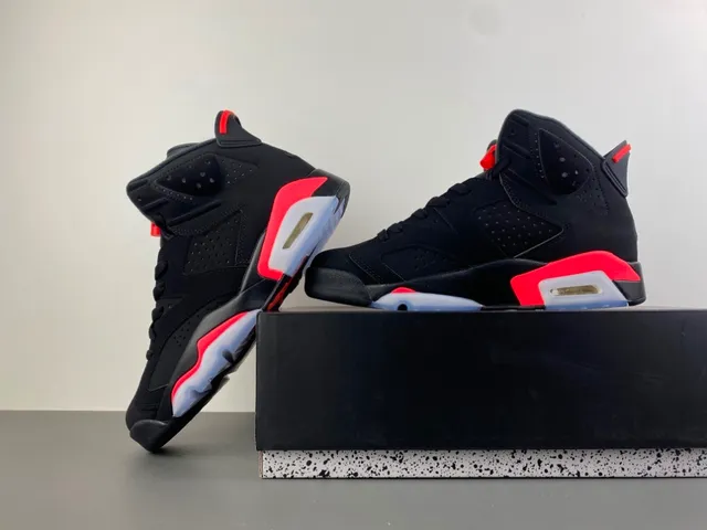 Air Jordan 6 Black Red Basketball Shoes 14