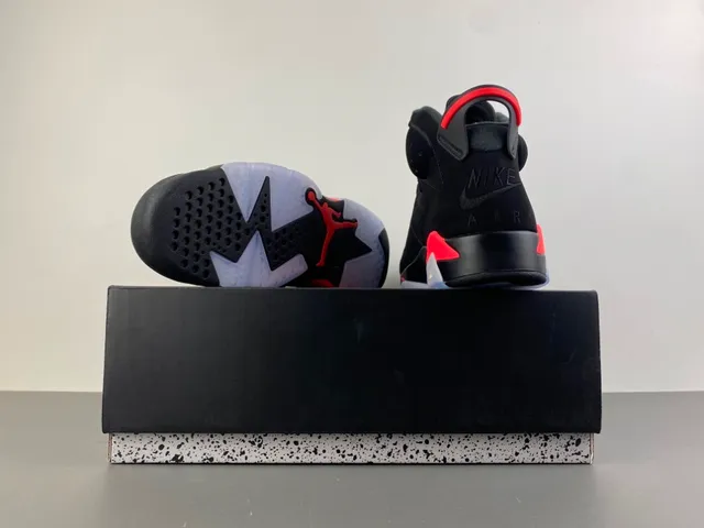 Air Jordan 6 Black Red Basketball Shoes 16