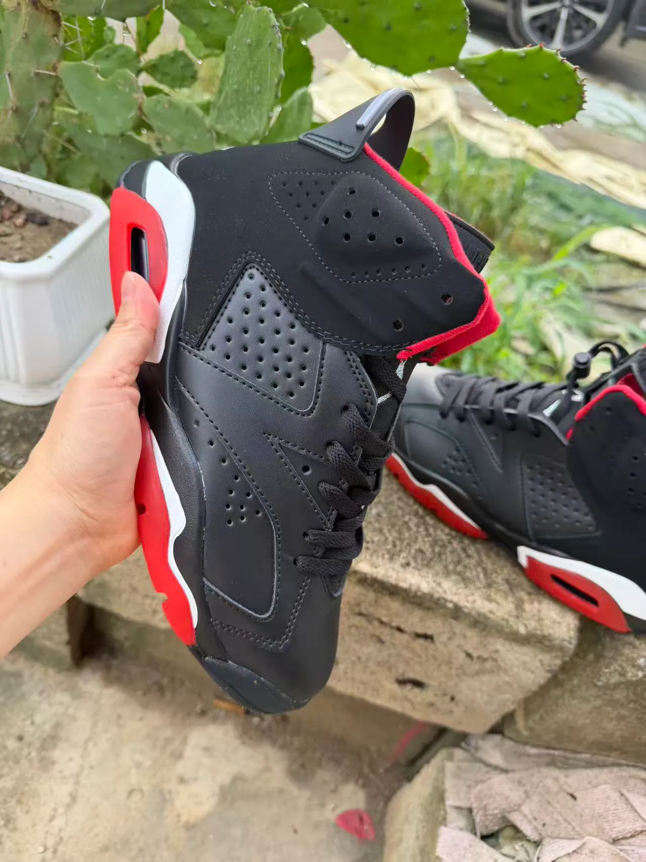 Air Jordan 6 কালো লাল সাদা বাস্কেটবল জুতা 3